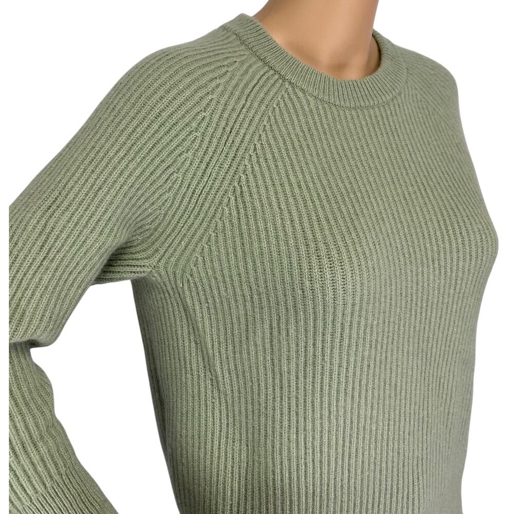 J. Crew Ribbed Pure Cashmere Oversized Crewneck Sweater Green BB402 Size XS - Picture 8 of 12